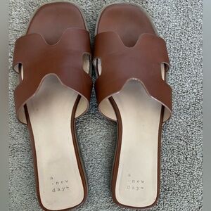 A New Day Women's Tan Slide Sandals